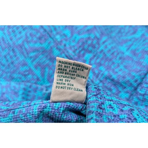Vintage 90s Blouse Blue Purple Print Top Shirt LL Bean Cool Weave Misses Size S - Picture 6 of 6